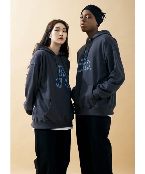 APOSTROPHE COMMA(アポストロフィコンマ)の「ACO LOGO HOODIE (Charcoal/Blue)(パーカー・メンズ・その他・L/M)」の1枚目の写真