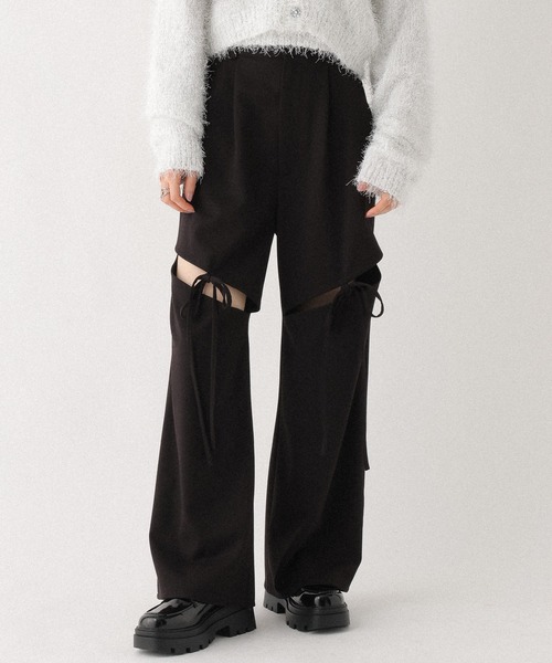 Heather(ヘザー)の「アソートスリットデザインパンツ 652162(スウェットパンツ・レディース・グレー/ブラック・FREE)」の1枚目の写真