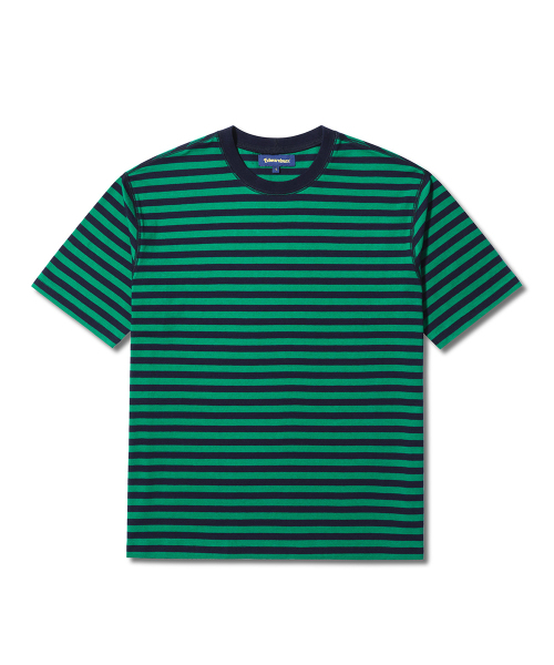 EDWARDMAX(エドワードマックス)の「(グリーン)ストライプボーダー半袖Tシャツ(Tシャツ/カットソー・メンズ・その他・L/M/XL)」の1枚目の写真