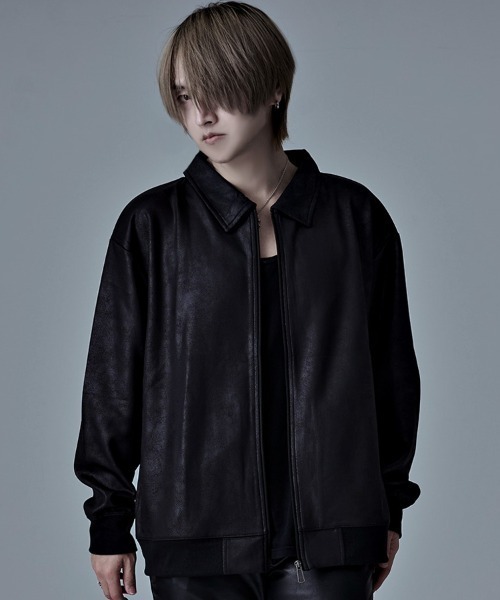 SILVER BULLET（シルバーバレット）の「『LOUIS CHAVLON/ルイシャブロン』レザー風ダンボール衿付きブルゾン（ブルゾン・メンズ・ブラック/ブラウン・M/L/LL）」の6枚目の写真