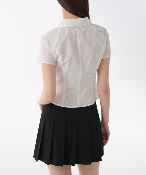 MUSINSA STANDARD WOMAN（ムシンサスタンダードウーマン）の「ウィメンズフロントシェアリング半袖シャツ[ホワイト]（シャツ/ブラウス・レディース・その他・X-SMALL/LARGE/MEDIUM/SMALL/X-LARGE）」の2枚目の写真