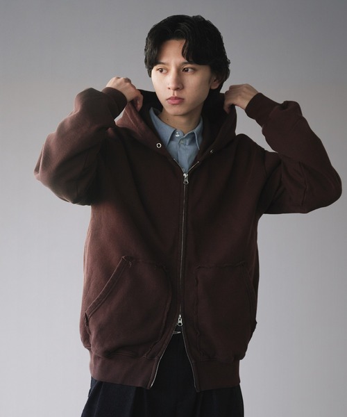 Adoon plain(アドーンプレーン)の「Double-Zip Colorway Hoodie / ダブルジップ裏毛カラーフーディー(パーカー・メンズ・パープル/ボルドー/ブラウン/グリーン・LARGE/MEDIUM)」の22枚目の写真