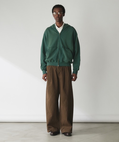 Adoon plain（アドーンプレーン）の「Double-Zip Colorway Hoodie / ダブルジップ裏毛カラーフーディー（パーカー・メンズ・パープル/ボルドー/ブラウン/グリーン・LARGE/MEDIUM）」の17枚目の写真