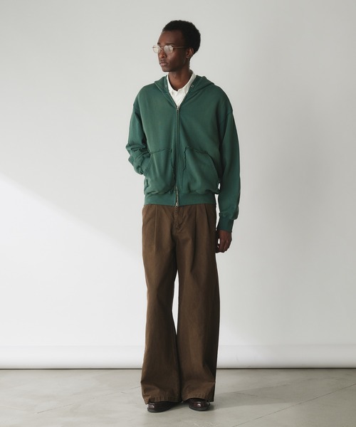 Adoon plain（アドーンプレーン）の「Double-Zip Colorway Hoodie / ダブルジップ裏毛カラーフーディー（パーカー・メンズ・パープル/ボルドー/ブラウン/グリーン・LARGE/MEDIUM）」の6枚目の写真