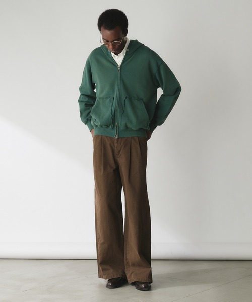Adoon plain（アドーンプレーン）の「Double-Zip Colorway Hoodie / ダブルジップ裏毛カラーフーディー（パーカー・メンズ・パープル/ボルドー/ブラウン/グリーン・LARGE/MEDIUM）」の7枚目の写真