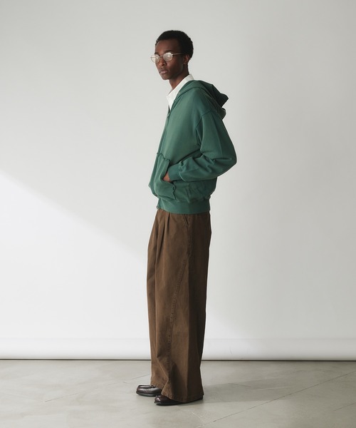 Adoon plain（アドーンプレーン）の「Double-Zip Colorway Hoodie / ダブルジップ裏毛カラーフーディー（パーカー・メンズ・パープル/ボルドー/ブラウン/グリーン・LARGE/MEDIUM）」の9枚目の写真