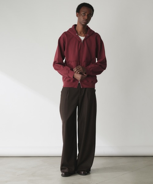 Adoon plain（アドーンプレーン）の「Double-Zip Colorway Hoodie / ダブルジップ裏毛カラーフーディー（パーカー・メンズ・パープル/ボルドー/ブラウン/グリーン・LARGE/MEDIUM）」の19枚目の写真