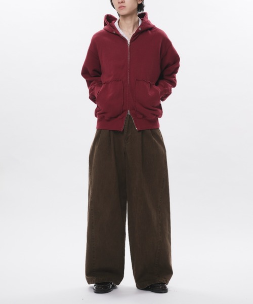Adoon plain(アドーンプレーン)の「Double-Zip Colorway Hoodie / ダブルジップ裏毛カラーフーディー(パーカー・メンズ・パープル/ボルドー/ブラウン/グリーン・LARGE/MEDIUM)」の17枚目の写真