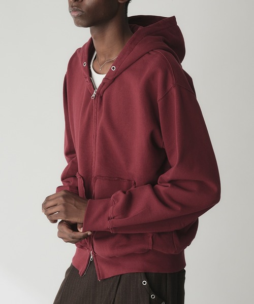 Adoon plain(アドーンプレーン)の「Double-Zip Colorway Hoodie / ダブルジップ裏毛カラーフーディー(パーカー・メンズ・パープル/ボルドー/ブラウン/グリーン・LARGE/MEDIUM)」の6枚目の写真
