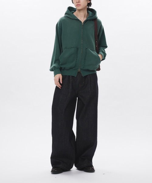 Adoon plain(アドーンプレーン)の「Double-Zip Colorway Hoodie / ダブルジップ裏毛カラーフーディー(パーカー・メンズ・パープル/ボルドー/ブラウン/グリーン・LARGE/MEDIUM)」の16枚目の写真
