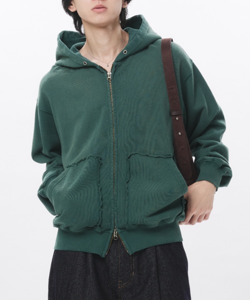 Adoon plain(アドーンプレーン)の「Double-Zip Colorway Hoodie / ダブルジップ裏毛カラーフーディー(パーカー・メンズ・パープル/ボルドー/ブラウン/グリーン・LARGE/MEDIUM)」の15枚目の写真
