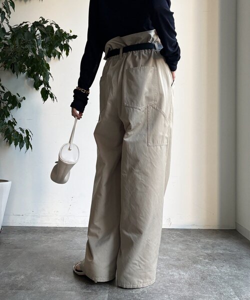 DouDou(ドゥドゥ)の「ウエスト折り返しギャザーパンツ(その他パンツ・レディース・ベージュ/チャコールグレー・36/38)」の20枚目の写真