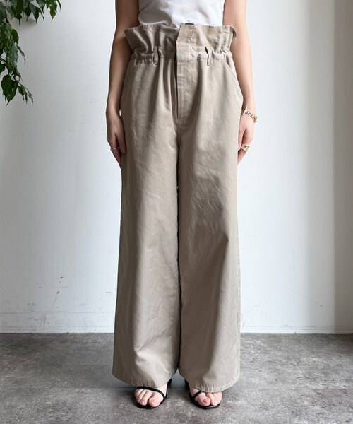 DouDou(ドゥドゥ)の「ウエスト折り返しギャザーパンツ(その他パンツ・レディース・ベージュ/チャコールグレー・36/38)」の21枚目の写真
