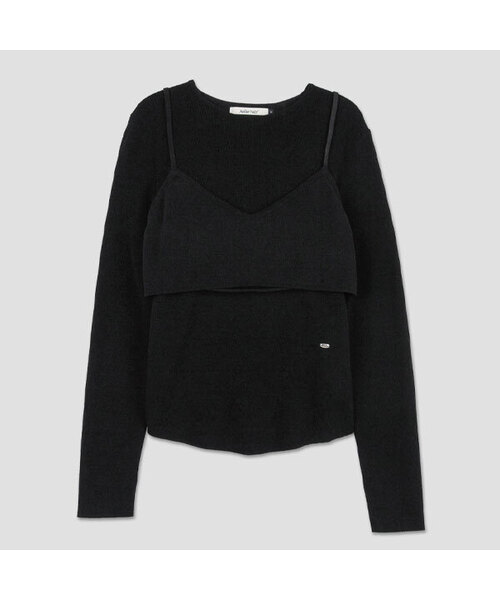 ATELIER NAIN(アトリエナイン)の「(T-7154)VELVET TEENI LAYERED BUSTIER KNIT S(ニット/セーター・レディース・チャコール/ブラック・FREE)」の1枚目の写真