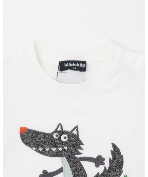 kladskap(クレードスコープ)の「スニーカーオオカミ長袖Tシャツ(Tシャツ/カットソー・キッズ・オフホワイト/サックスブルー・120cm/110cm/100cm/90cm/80cm/130cm)」の7枚目の写真