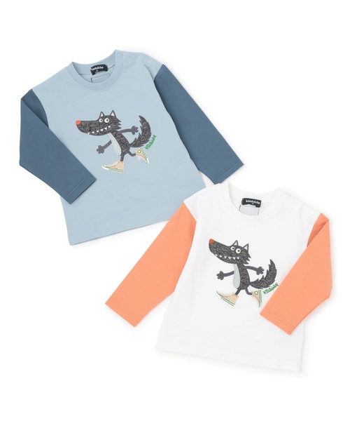 kladskap(クレードスコープ)の「スニーカーオオカミ長袖Tシャツ(Tシャツ/カットソー・キッズ・オフホワイト/サックスブルー・120cm/110cm/100cm/90cm/80cm/130cm)」の12枚目の写真