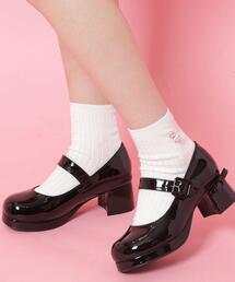 バレエコアストラップ付リボン付きパンプス