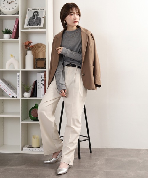 Quelle Chance(ケルシャンス)の「袖多種釦モックネック指穴プルオーバー 長袖(Tシャツ/カットソー・レディース・ネイビー/オフホワイト/杢グレー・M/L)」の19枚目の写真