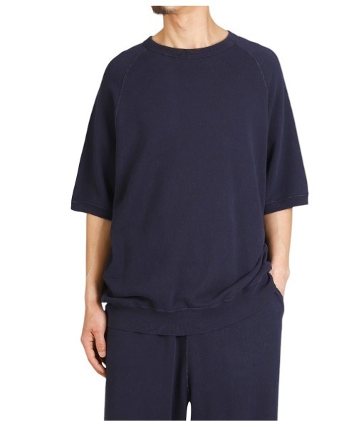 REMI RELIEF NAVY LABEL（レミレリーフネイビーレーベル）の「REMI RELIEF NAVY LABEL / レミレリーフ ネイビーレーベル：綿アクリルSSクルー：RN28369153AK[STD]（Tシャツ/カットソー・メンズ・ヘザーグレー/ネイビー/オフホワイト・M/L/S）」の9枚目の写真