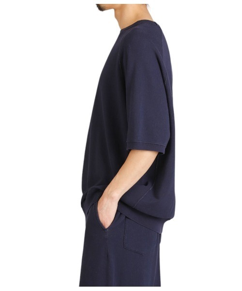 REMI RELIEF NAVY LABEL（レミレリーフネイビーレーベル）の「REMI RELIEF NAVY LABEL / レミレリーフ ネイビーレーベル：綿アクリルSSクルー：RN28369153AK[STD]（Tシャツ/カットソー・メンズ・ヘザーグレー/ネイビー/オフホワイト・M/L/S）」の10枚目の写真