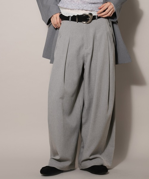 PAGEBOY（ページボーイ）の「バスケット2タックワイドパンツ（スラックス・レディース・ベージュ/グレー/ブラック・SMALL/MEDIUM）」の2枚目の写真