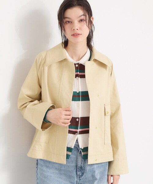 THE SHOP TK （ザ ショップ ティーケー ）の「大人かっこいい 軽やかデニム＆チノブルゾン（ブルゾン・レディース・ライトベージュ/ネイビー・12/13）」の2枚目の写真