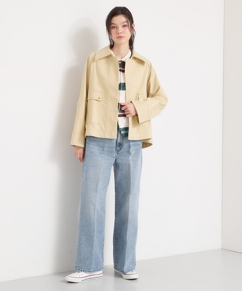 THE SHOP TK （ザ ショップ ティーケー ）の「大人かっこいい 軽やかデニム＆チノブルゾン（ブルゾン・レディース・ライトベージュ/ネイビー・12/13）」の5枚目の写真