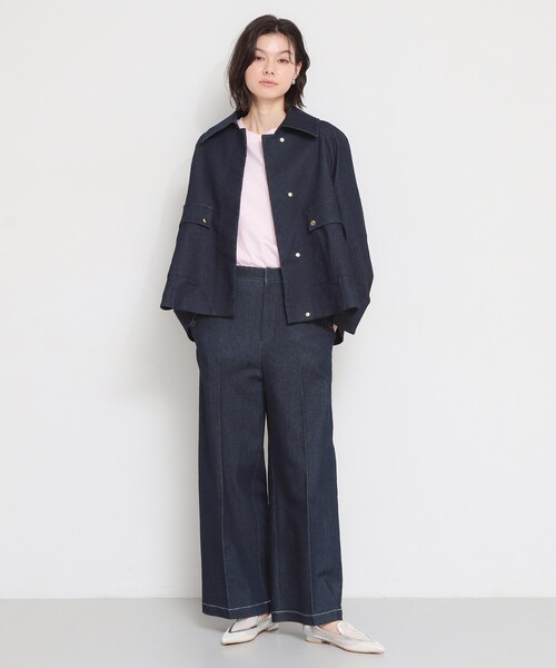 THE SHOP TK （ザ ショップ ティーケー ）の「大人かっこいい 軽やかデニム＆チノブルゾン（ブルゾン・レディース・ライトベージュ/ネイビー・12/13）」の9枚目の写真