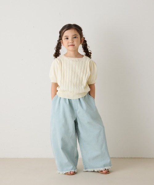 riziere（リジェール）の「フリンジエッジデニムパンツ（デニムパンツ・キッズ・ライトブルー・150/140/130/120/110/100/90）」の2枚目の写真