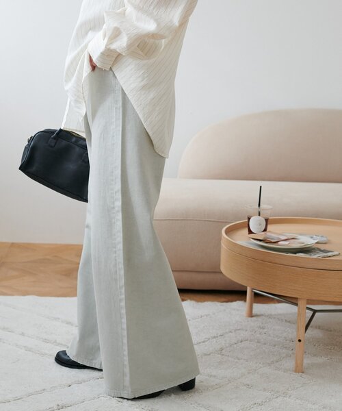 DISCOAT（ディスコート）の「カラーセミフレアパンツ（デニムパンツ・レディース・ライトグレー/ピンク・LARGE/MEDIUM/SMALL）」の9枚目の写真