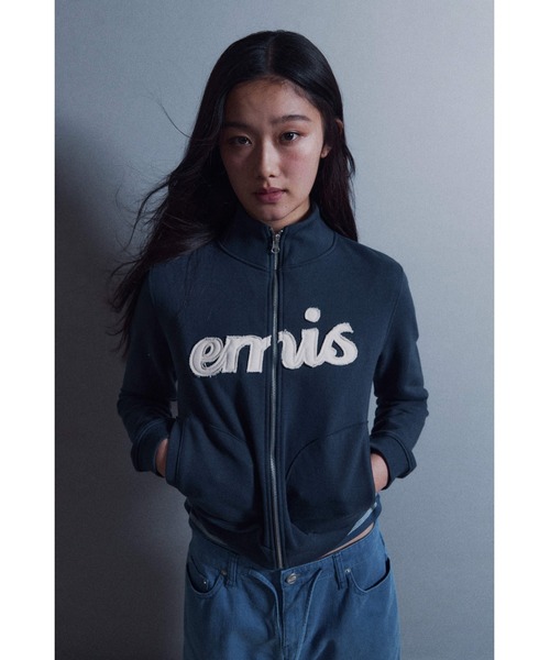 EMIS(イミス)の「(W) LETTERING LOGO SWEAT ZIP-UP(スウェット・レディース・ミックスグレー/ネイビー・MEDIUM/SMALL)」の22枚目の写真