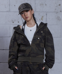 DAUSPICE（ディーオスピス）の「(DUC) Eyelet Stud Hoodie Zip-up Camo（パーカー）」