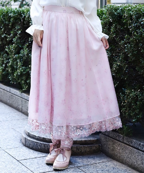 桜レース×桜柄スカート（スカート）｜axes femme（アクシーズファム