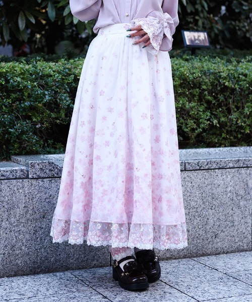 桜レース×桜柄スカート（スカート）｜axes femme（アクシーズファム