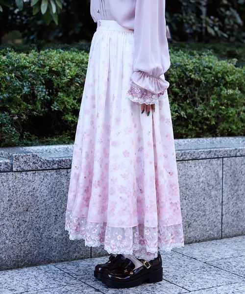 セール】桜レース×桜柄スカート（スカート）｜axes femme（アクシーズ