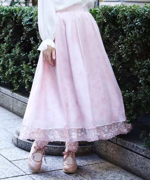 桜レース×桜柄スカート（スカート）｜axes femme（アクシーズファム