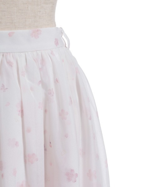 Axes Femme 桜 レース × 桜柄 ロング フレア スカート ピンク axes femme（アクシーズ ファム） スカート 桜レース×桜柄スカート