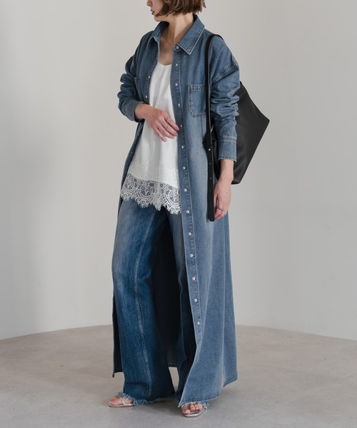 Bonjour Sagan（ボンジュールサガン）の「デニムロングワンピース（ワンピース・レディース・ブルー・FREE）」の5枚目の写真