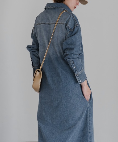 Bonjour Sagan（ボンジュールサガン）の「デニムロングワンピース（ワンピース・レディース・ブルー・FREE）」の10枚目の写真
