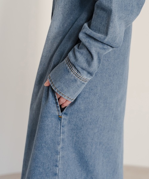 Bonjour Sagan（ボンジュールサガン）の「デニムロングワンピース（ワンピース・レディース・ブルー・FREE）」の13枚目の写真