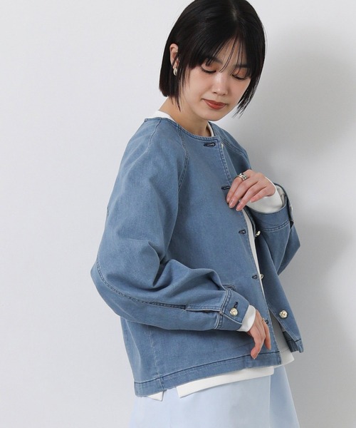 Gready Brilliant（グレディブリリアン）の「ＬＵクルーネックデニムジャケット（デニムジャケット・レディース・インディゴブルー/ブルー系・38）」の22枚目の写真