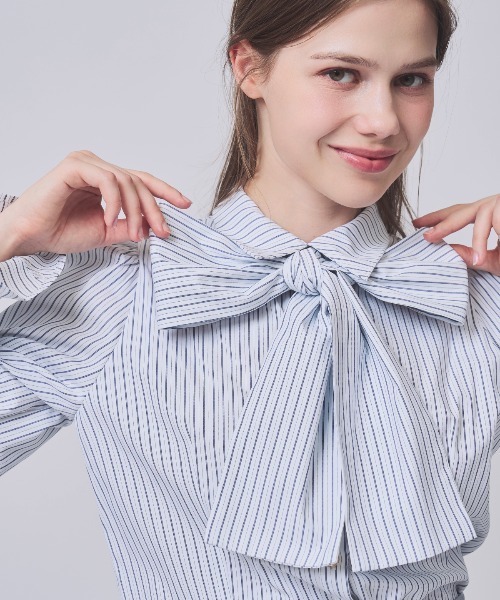 SWINGLE（スウィングル）の「フレア袖ボウタイリボンブラウス（シャツ/ブラウス・レディース・ピンク/ブルー系その他4/オフホワイト・FREE）」の14枚目の写真