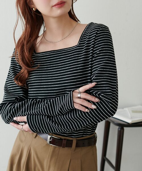 DISCOAT(ディスコート)の「【WEB限定】起毛前後2WAYネックプルオーバー(Tシャツ/カットソー・レディース・ブラック系その他/ネイビー/ピンク/ライトグレー/ホワイト/ブラック/アイボリー/グレー/グレー系その他・FREE)」の4枚目の写真