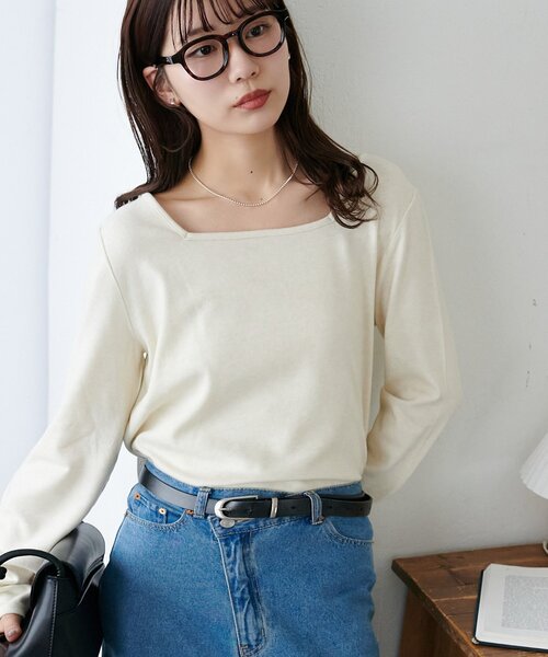 DISCOAT(ディスコート)の「【WEB限定】起毛前後2WAYネックプルオーバー(Tシャツ/カットソー・レディース・ブラック系その他/ネイビー/ピンク/ライトグレー/ホワイト/ブラック/アイボリー/グレー/グレー系その他・FREE)」の3枚目の写真