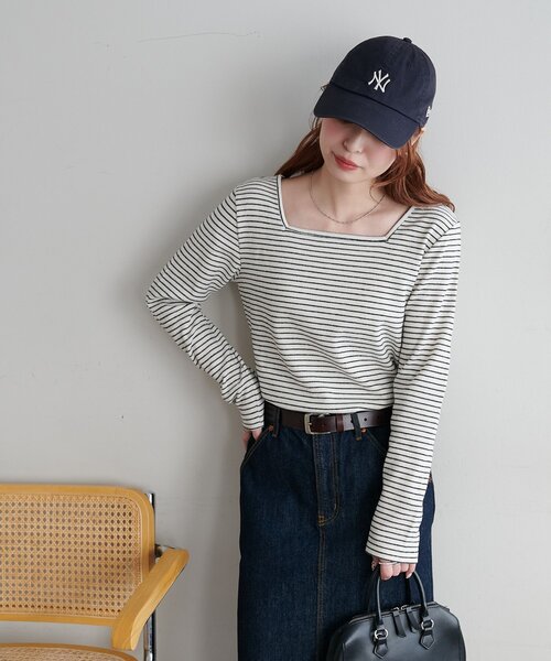 DISCOAT(ディスコート)の「【WEB限定】起毛前後2WAYネックプルオーバー(Tシャツ/カットソー・レディース・ブラック系その他/ネイビー/ピンク/ライトグレー/ホワイト/ブラック/アイボリー/グレー/グレー系その他・FREE)」の21枚目の写真