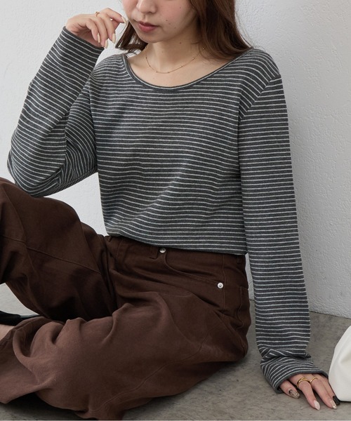 DISCOAT(ディスコート)の「【WEB限定】起毛前後2WAYネックプルオーバー(Tシャツ/カットソー・レディース・ブラック系その他/ネイビー/ピンク/ライトグレー/ホワイト/ブラック/アイボリー/グレー/グレー系その他・FREE)」の7枚目の写真