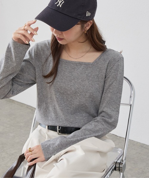 DISCOAT(ディスコート)の「【WEB限定】起毛前後2WAYネックプルオーバー(Tシャツ/カットソー・レディース・ブラック系その他/ネイビー/ピンク/ライトグレー/ホワイト/ブラック/アイボリー/グレー/グレー系その他・FREE)」の6枚目の写真