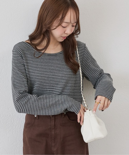 DISCOAT(ディスコート)の「【WEB限定】起毛前後2WAYネックプルオーバー(Tシャツ/カットソー・レディース・ブラック系その他/ネイビー/ピンク/ライトグレー/ホワイト/ブラック/アイボリー/グレー/グレー系その他・FREE)」の10枚目の写真