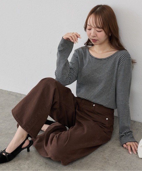 DISCOAT(ディスコート)の「【WEB限定】起毛前後2WAYネックプルオーバー(Tシャツ/カットソー・レディース・ブラック系その他/ネイビー/ピンク/ライトグレー/ホワイト/ブラック/アイボリー/グレー/グレー系その他・FREE)」の11枚目の写真