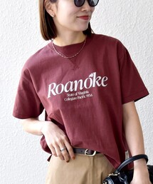 【SHIPS any別注】Collegiate Pacific:〈洗濯機可能〉V ガゼット プリント & 刺繍 Tシャツ